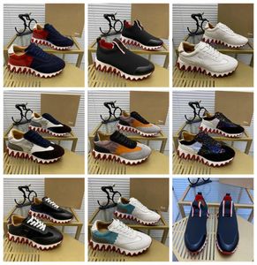 2021 Gekropte zolen Rode Casual schoenen Echte lederen flats heren Sneakers Loubishark Flat Sneaker Luxe Progettista Men Donna Low To2113432