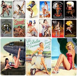 2021 Sexy Meisjes Plaquette Metalen Vintage Tin Bord Pin Up Lady Shabby Chic Decor Metalen Borden Vintage Bar Decoratie Metalen poster Thuis A9654909