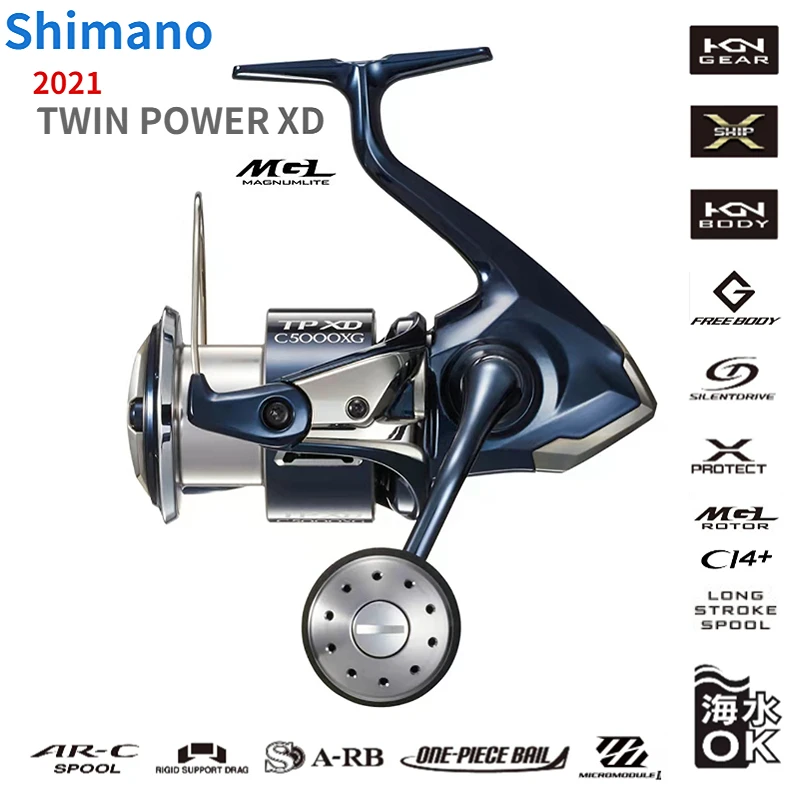 2021 Shimano Twin Power Twinpower XD MGL دوار سالتو مياه غزل بكرة الصيد C3000HG C3000XG 4000PG 4000HG 4000XG C5000XG