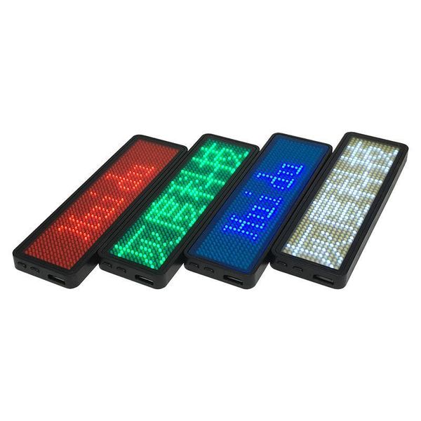 Badge nominatif Led Rechargeable, rouge, bleu, vert, blanc, 44x11 points, étiquette de Message défilante, couleur unique, livraison 2021