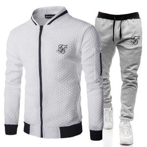 2021 SikSilk New Men's Women's Couple Fashion Hoodie + Sweatpants Suit Candy Color Pullover Spring Autumn Must-Have Hoodie + 5 X0909