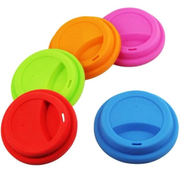 2021 Couvercles de tasse en silicone 9cm Anti-poussière Anti-déversement Couvercle de tasse en silicone de qualité alimentaire Tasse à café Tasses à thé au lait Couvercles scellés G0915