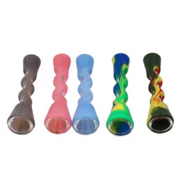 2021 Silicone Prometheus One Hitter Bat Vaporisateur d'herbes Tuyaux de tabac Verre Nano Pyrex avec tuyau en silicone VS Verre Twisty Blunt