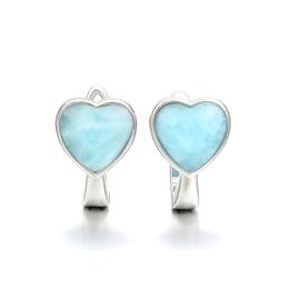 2021 Eenvoudige Mode Geometrische Liefde Charm 925 Sterling Zilveren Sieraden Gift Klassieke Natuurlijke Kostbare Larimar Oorbellen Vrouwen