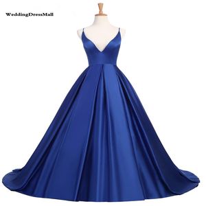 2021 Simple Royal Blue Prom Dresses Satijn Spaghetti Bourgondië Avondjurken Cross Back Sexy formele feestjurk vestido de fiesta2876