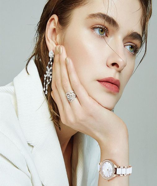2021 Sinobi Fashion Women039s Bracelet Montres pour les dames élégantes montres en or rose-wristwatch diamant chronique féminine Relojes muj1508145