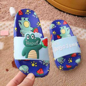 2021 Slippers Kids Jongen Meisje Thuis Schoenen Zomer Peuter Slippers Zachte Kinderen Baby Indoor Slippers Strand Cartoon Dia's G1218