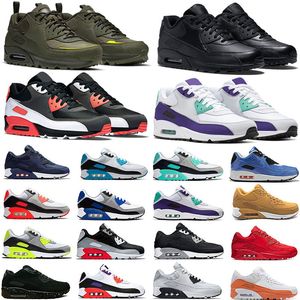 Nike Air max 90S Men Woman Chaussures de course Black White Trainer Cushion Surface Sneakers Breathable Sports Eur 36-45