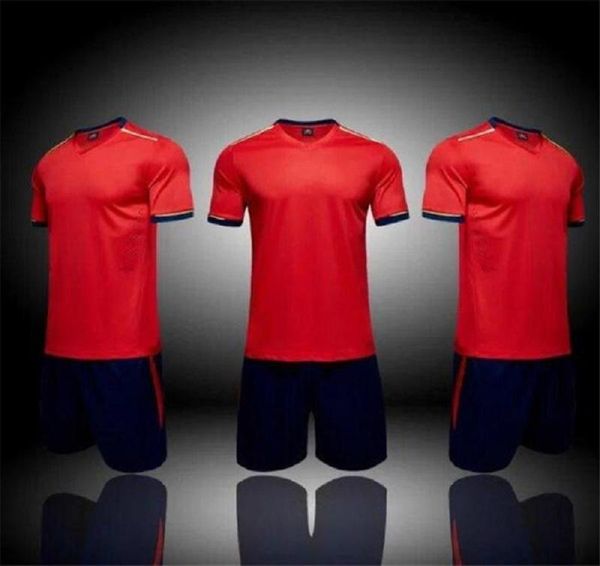 2021 Conjuntos de camisetas de fútbol Smooth Royal Blue Football Sudor Absorción y traje de entrenamiento para niños transpirable Lleva manga corta Correr con pantalones cortos 05