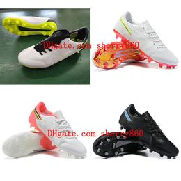 2021 Chaussures de football Tiempo Legend 9 FG Crampons Bottes de football noires et blanches Baskets en cuir Scarpe Da Calcio