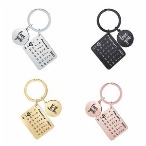 2021 Date spéciale 2.14 titane acier calendrier porte-clés nouvel an anniversaire de mariage mémoire saint valentin bijoux cadeau G1019