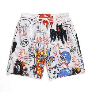 2021 parodie handgeschilderde graffiti grafische strandbroek heren casual straat hiphop grappige shorts surfen hardlopen basketbal H1210 1 01B4