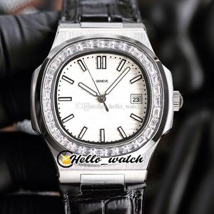 2021 Sport 5711 5711-1A Aziatisch 2813 Automatische Mens Horloge Witte Textuur Dial Steel Case Big Diamond Bezel Black Strap Horloges Hello_Watch HWPP 13 Color G27C (7)