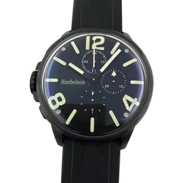 2021 Sportstijl Mens Watch Lumineuze convexe glas Zwarte shell kwarts VK67 Multifunctionele stopwatch Linkshand horloges Rubberen band N3430