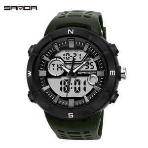 2021 Sport Horloge Mannen Luxe Electronic Horloges Topmerk Sanda Dual Polshorloge Jeugd Mode Chrono Wekker Mannelijke uren G1022