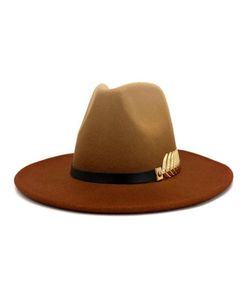 2021 Sprayted Woolen Jazz Jazz Hat European US Fashion Lovers Femmes Men Flat Large Brim Party Gradient Fedora HATS36968882088433