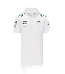 2021 Printemps et automne Nouveau costume de course F1 Aston Martin Team Polo Team Sports Team Uniforme ShortSleeved White Shirt Sultass2139220