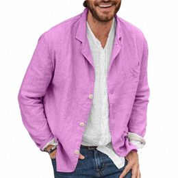 2021 printemps et automne nouvelle veste pour hommes décontracté couleur unie manches Lg simple boutonnage coton et lin veste de costume mince 53TT #