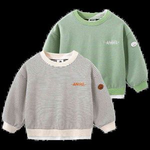 2021 Spring herfst Casual 2 3 4 5 6 7 8 9 10 jaar kinderen katoen patchwork pullover gestreepte print sweatshirt voor kinderen babyjongen 0913