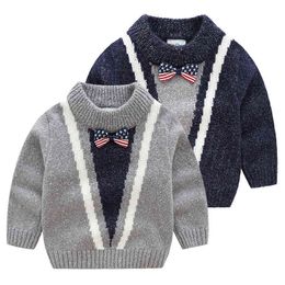 2021 Printemps Automne Hiver 3 4 6 8 10 11 12 Ans Angleterre Style Tricoté Arc Doucement Beau Pull Chandails Pour Bébé Enfants Garçons 0913