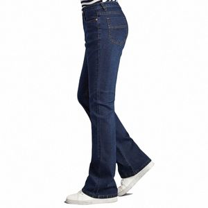 2021 Lente Busin Casual Slim Bootcut Flared Jeans Voor Mannen Boot Cut Flare Denim Broek Elasticiteit Lg Blauwe Broek r96H #