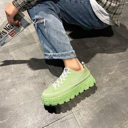 2021 Lente canvas board schoenen versie van de trend verhoogde mannen trendy ademende wilde studentenplatform 39-44 twee