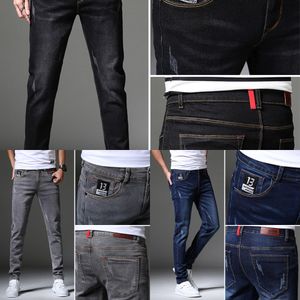 2021 lente mannen jeans slim fit skinny denim broek designer elastische casual rechte jeans solide stretch broek jeans voor mannen x0621