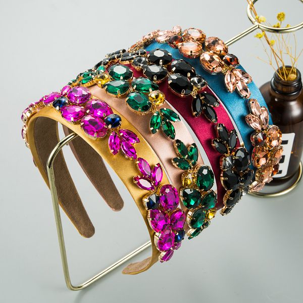 Diadema con diamantes de imitación de cristal de color barroco para mujer y niña, accesorios para el cabello, venta al por mayor, primavera 2021
