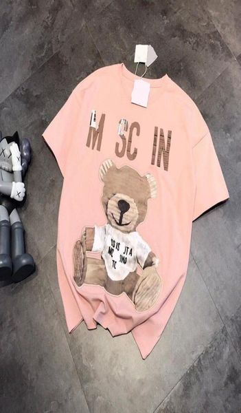 2021 Spring New Brand Pink Tie Cloth Bear Reduction Lindo cuello redondo cómodo