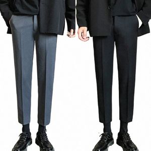 2021 Printemps Été Nouveaux pantalons pour hommes Pantalons décontractés Fi Hommes Busin Slim Pantalon à neuf points Casual Classic Mens Suit Pantalon F36 P94m #