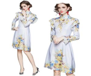 2021 Robes vintage de printemps à manches longues d'automne d'hiver piste femme 039 robe imprimée florale mince de bal de bal de fêtard dames conceptées 6220547