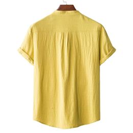 2021 Leerslijtage Nieuwe heren casual linnen shirt shirt Chinese stijl staande nek slank fit katoenen linnen shirt