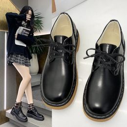 2021 Printemps Femmes Oxford Chaussures Cuir Plate-forme Chaussures Noir Lacets Suces Casual ShoesFemale Couture Chaussures Lolita Muje 8923n