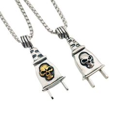 2021 SS heren mode 2 pins hanger retro kleuren rvs schedel hoofd plug ketting hiphop rock sieraden