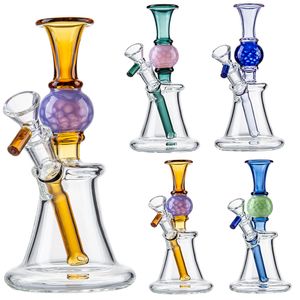 En Stock Narguilés Droite Perc Heady Verre Bongs Conduites D'eau En Forme De Boule N Trous Percolateur 7 Pouces 14mm Petit Mini Rigs Dab D'huile Avec Bol