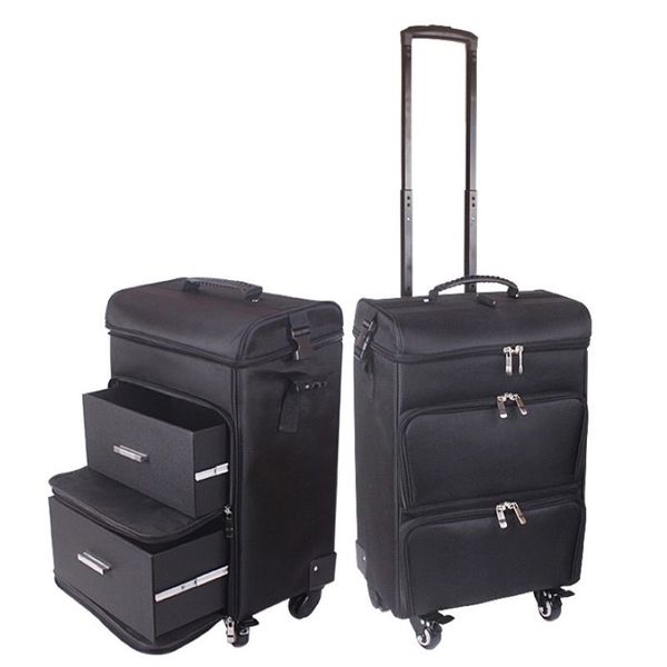 2021 valise professionnelle femmes chariot maquillage cas grand bagage roulant nouvelle boîte cosmétique beauté tatouage manucure boîte à outils multila285S