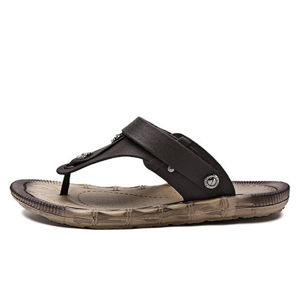2021 Zapatillas de playa de verano para hombre Chanclas planas de alta calidad Sandalias de moda para exteriores Flop negro y gris EUR 39-44 21WT-8852-1