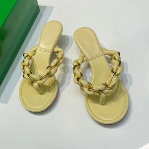 Zapatillas de playa con cadena para mujer, sandalias de ocio con punta abierta de cuero auténtico, zapatos cómodos para vacaciones, chanclas perezosas para niña, verano 2021