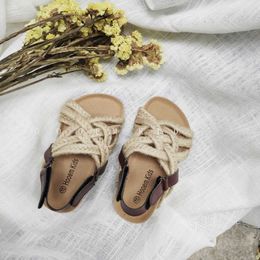 2021 été enfants chanvre corde Sals bois son enfant en bas âge garçons filles liège chaussures bébé décontracté sandale 0202