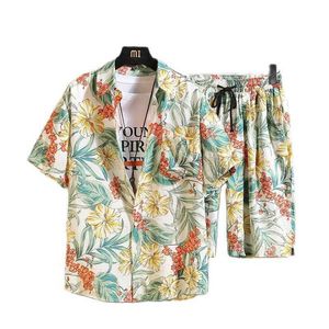 2021 Shirts à imprimé floral de mode Summer Men + Shorts Set Men Men Shirts à manches courtes Men de vêtements Men de vêtements Contrôle