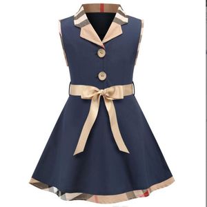 2021 Zomer Mode Kinderkleding Meisje Jurk Stiksels Merk Brief Stijl Korte Mouw Baby Meisje Prinses Jurk w28260i