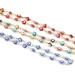 Bracelet de cheville œil turc en acier inoxydable, émail rond, mauvais œil, bracelets de cheville pour femmes et hommes, bijoux cadeaux 247H, mode été 2021