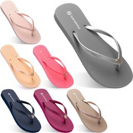 2021 Été Flip FLOPS Femmes Appartement avec bord de mer Glazé Blue Beach Pantoufles Sand Sand antidérapant Graqué Or Blanc Trade étranger vingt deux