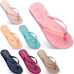 2021 Summer Flip Flops Vrouwen Flat met Seaside Glazed Blue Beach Slippers Antislip Zand Grijs Goud Wit Buitenlandse Handel Zestien