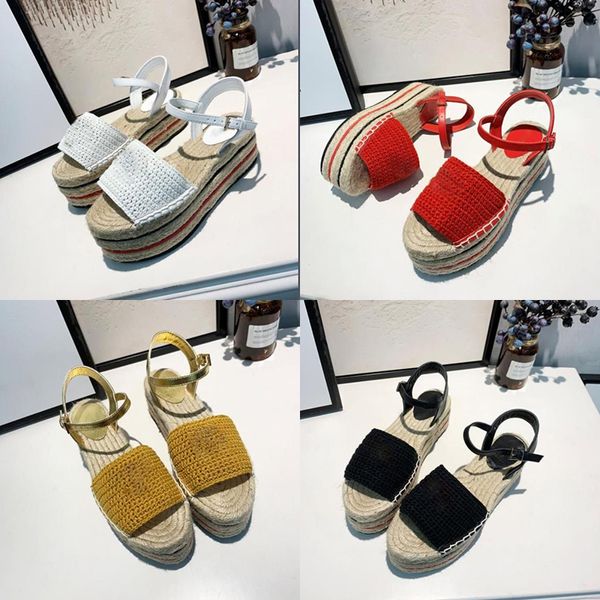 2021 Summer g High-Heeled Casual Sandal Mode de luxe brodé Lettré Pêcheur Chaussures En Cuir Femmes Chaussures Chaussures Sandales à tisser en paille Grand