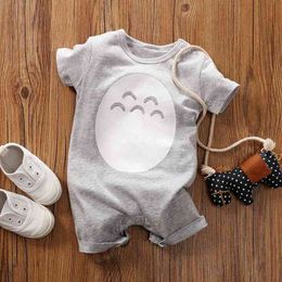 2021 Zomer pasgeboren babyjongen kleding dieren afdrukken totoro kostuum pasgeboren romper baby zorige mouw jumpsuits pyjama's babygrow g220510
