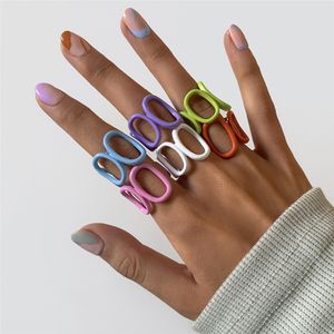Bague géométrique colorée en acrylique pour femmes, couleur bonbon, anneaux ouverts en résine irrégulière, bijoux de doigt de fête, nouvelle collection été 2021