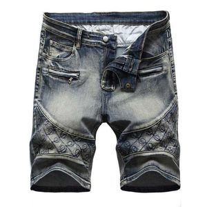 2021 Zomer Nieuwe denim Fashion Leisure Slim Kwaliteit Dunne katoenen geborduurde shorts Heren Merk kleding P230602