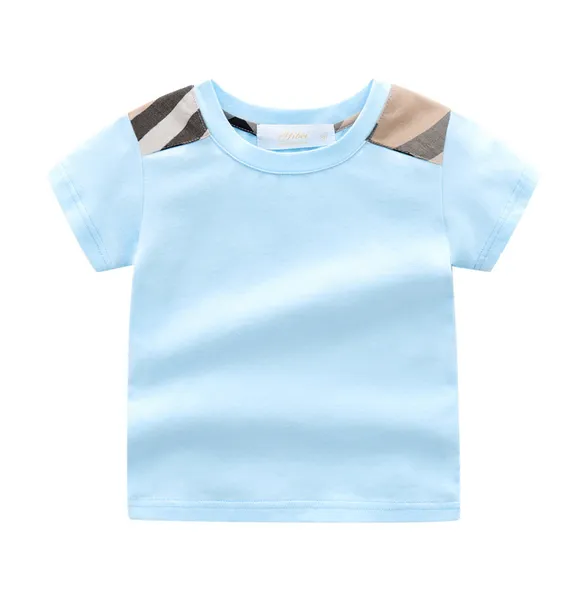 Été nouvelle marque de mode style enfants vêtements garçons et filles à manches courtes en coton rayé haut t-shirt combinaison