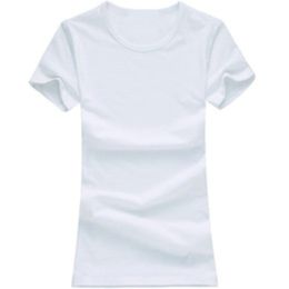 Livraison gratuite 2021 été nouvelle offre spéciale femmes col rond dames couleur Pure T-shirt Style décontracté à manches courtes taille S-XL